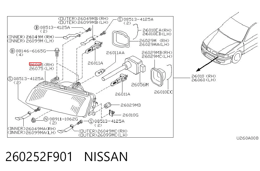 Фара передня права Nissan Primera 