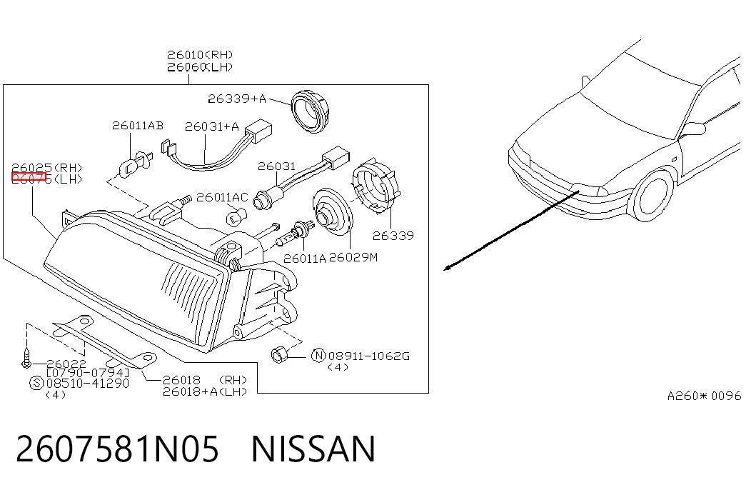 Фара ліва Nissan Primera W10