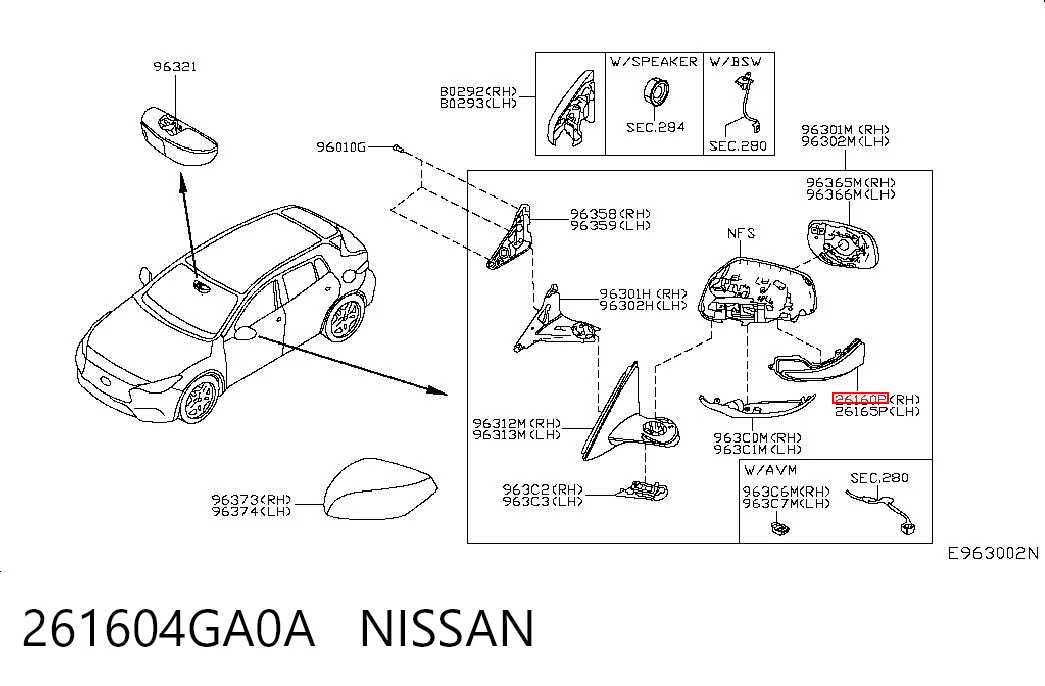 261604GA0A Nissan/Infiniti Покажчик повороту дзеркала, правий