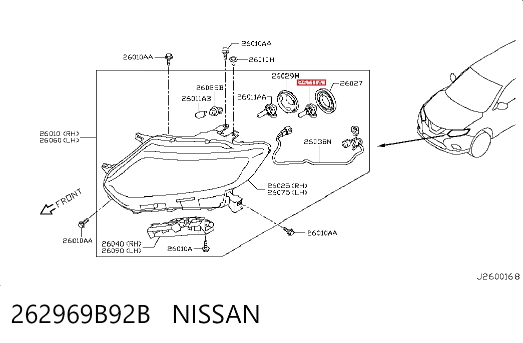 262969B92B Nissan/Infiniti Лампа автомобільна