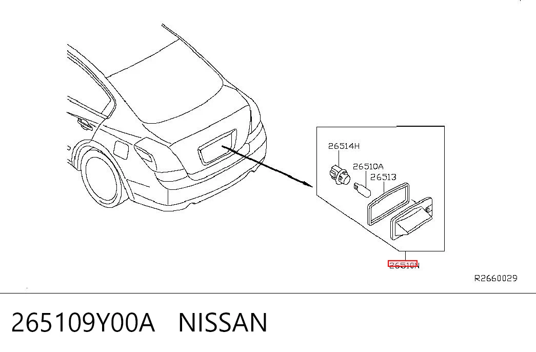 265109Y00A Nissan/Infiniti Ліхтар освітлення номерного знака