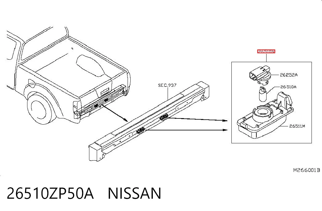 26510ZP50A Nissan/Infiniti Ліхтар освітлення номерного знака