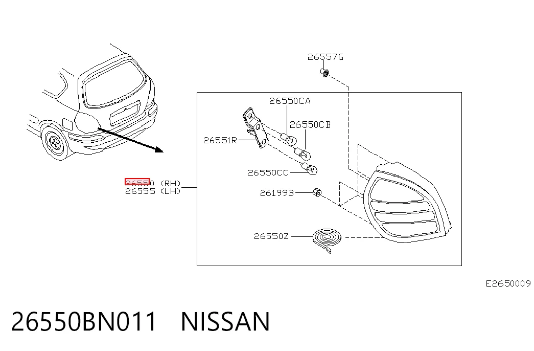 Ліхтар задній правий на Nissan Almera II N16