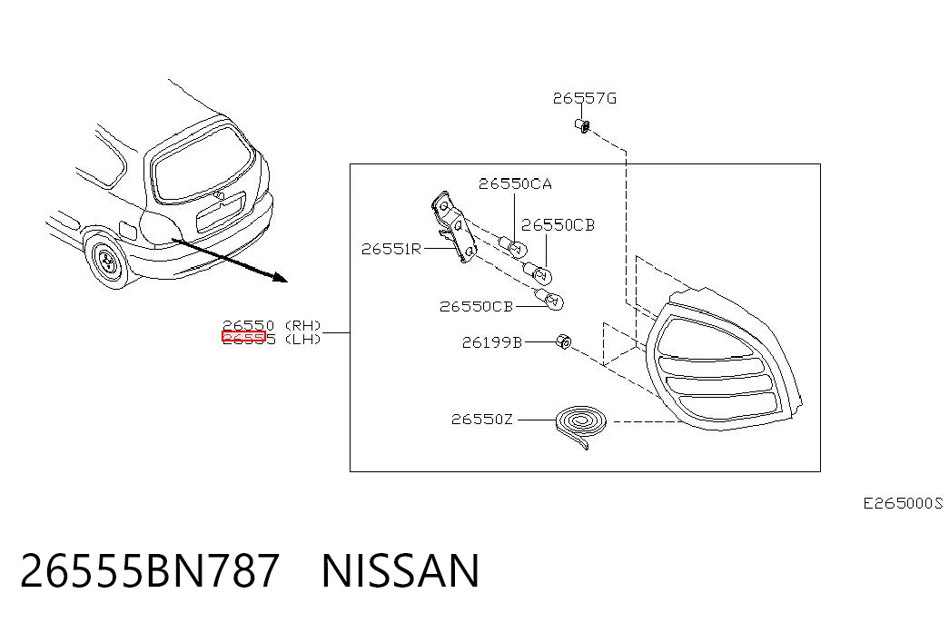 Задня ліва фара на Nissan Almera II N16
