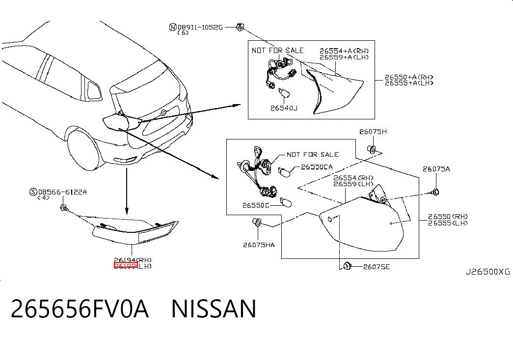 265656FV0A Nissan/Infiniti Лівий катафот бампера