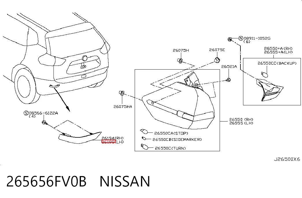 265656FV0B Nissan/Infiniti Лівий катафот бампера