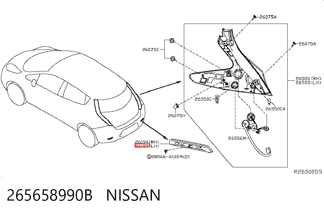 265658990B Nissan/Infiniti Лівий катафот бампера