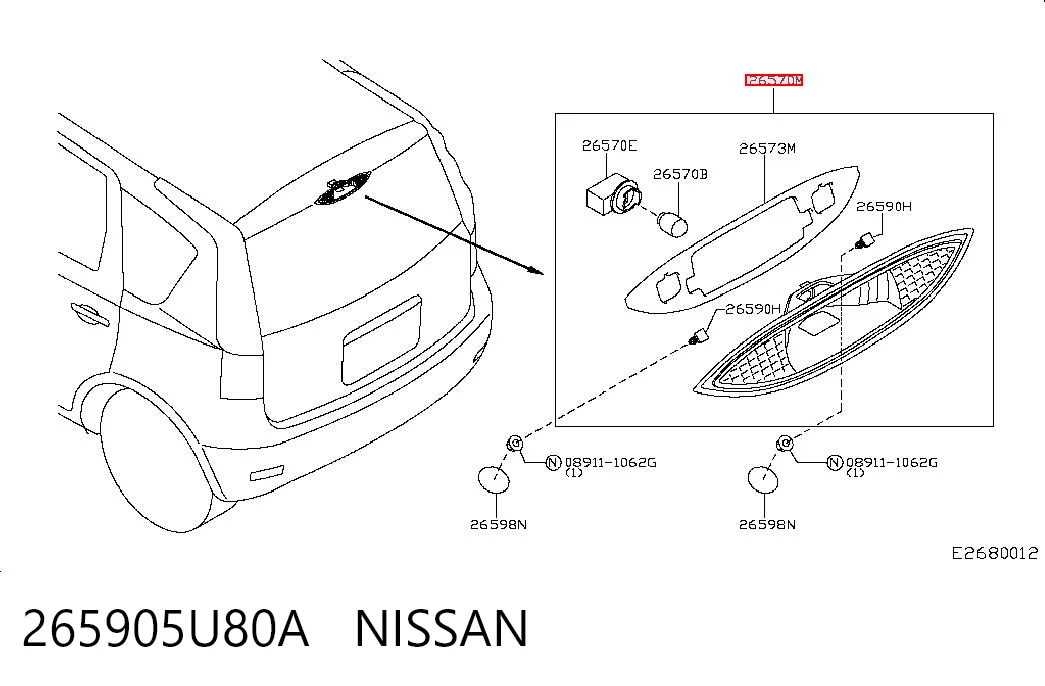 Стоп-сигнал заднього скла на Nissan Note  E11
