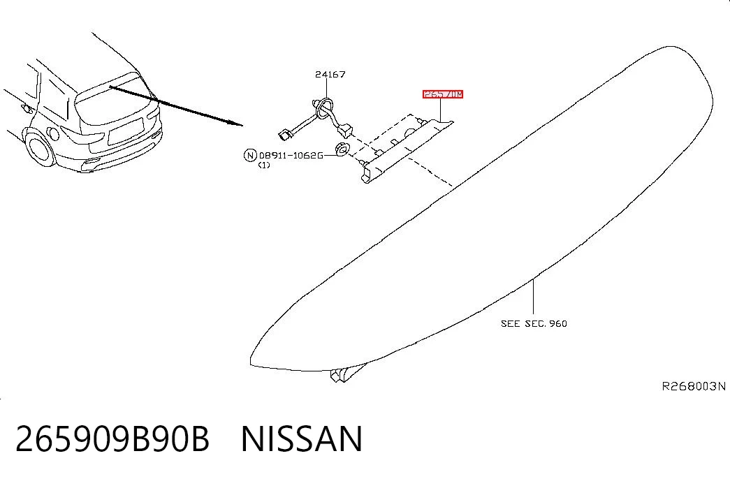Стоп-сигнал заднього скла на Nissan Murano  Z52