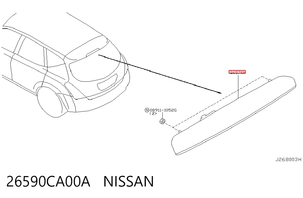Стоп-сигнал заднього скла на Nissan Murano  Z50