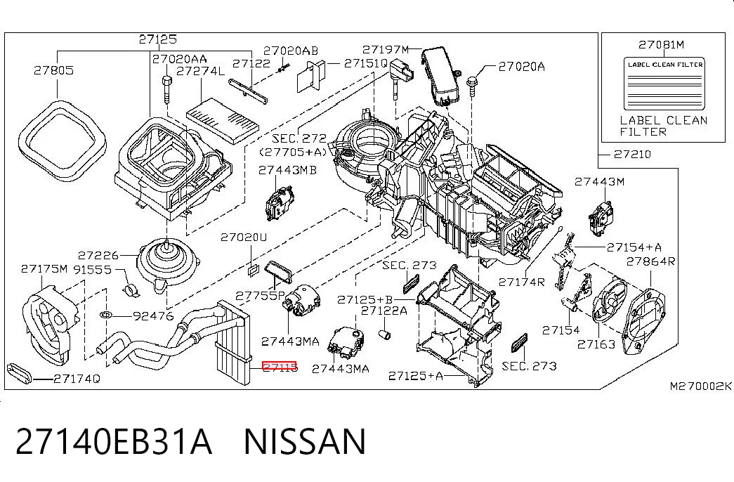 Радіатор обігрівача Nissens 27140EB31A