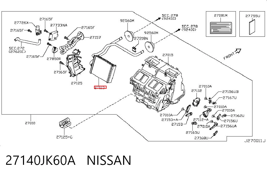 Радіатор опалювача салону на Infiniti FX  S51