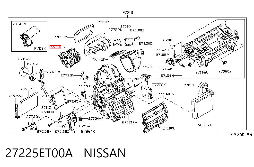 27225ET00A Nissan/Infiniti Електромотор пічки