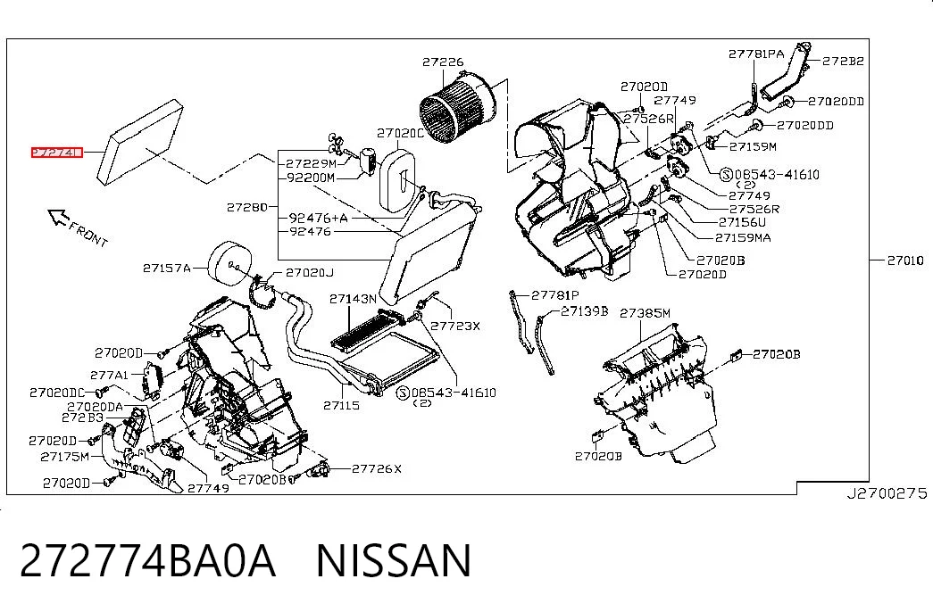 272774BA0A Nissan/Infiniti Внутрішньосалонний фільтр