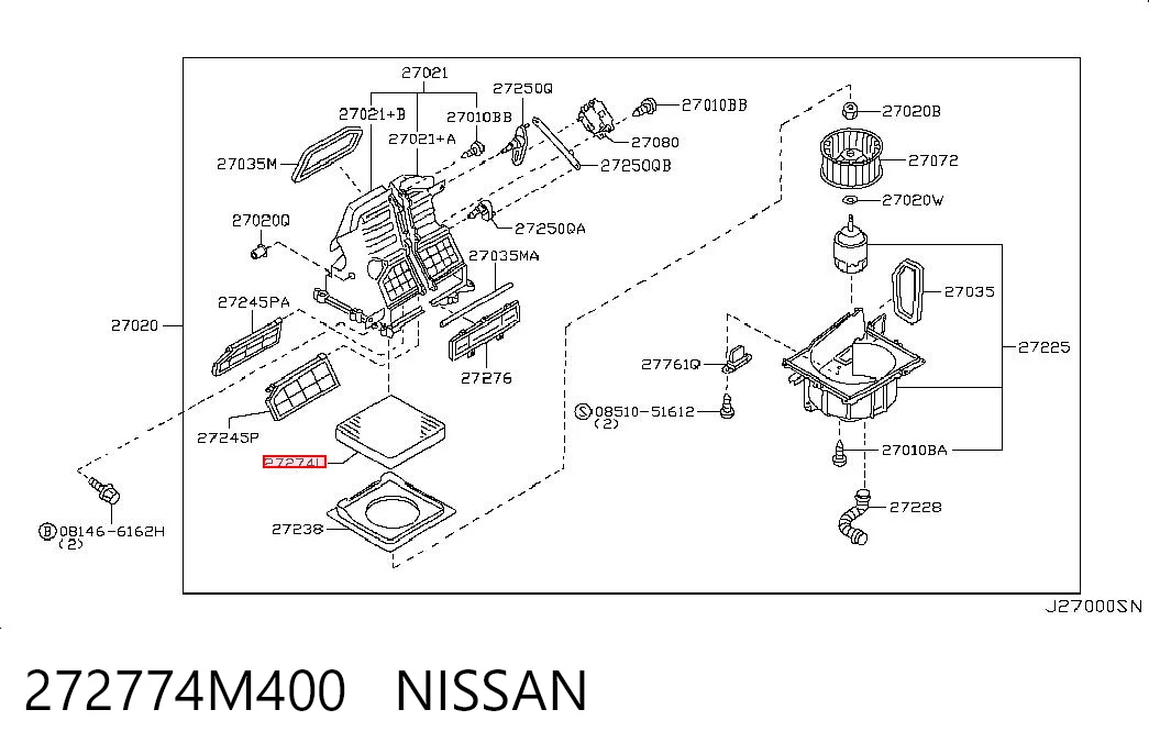 272774M400 Nissan/Infiniti Внутрішньосалонний фільтр