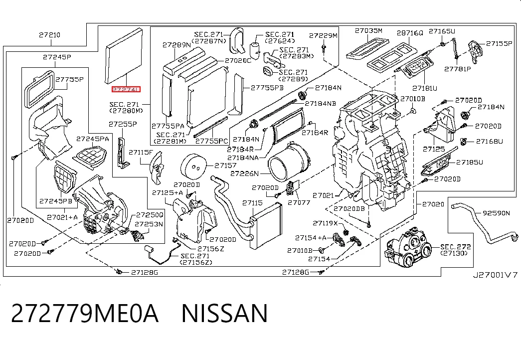 272779ME0A Nissan/Infiniti Внутрішньосалонний фільтр