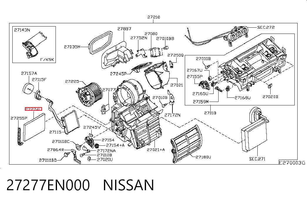 27277EN000 Nissan/Infiniti Внутрішньосалонний фільтр
