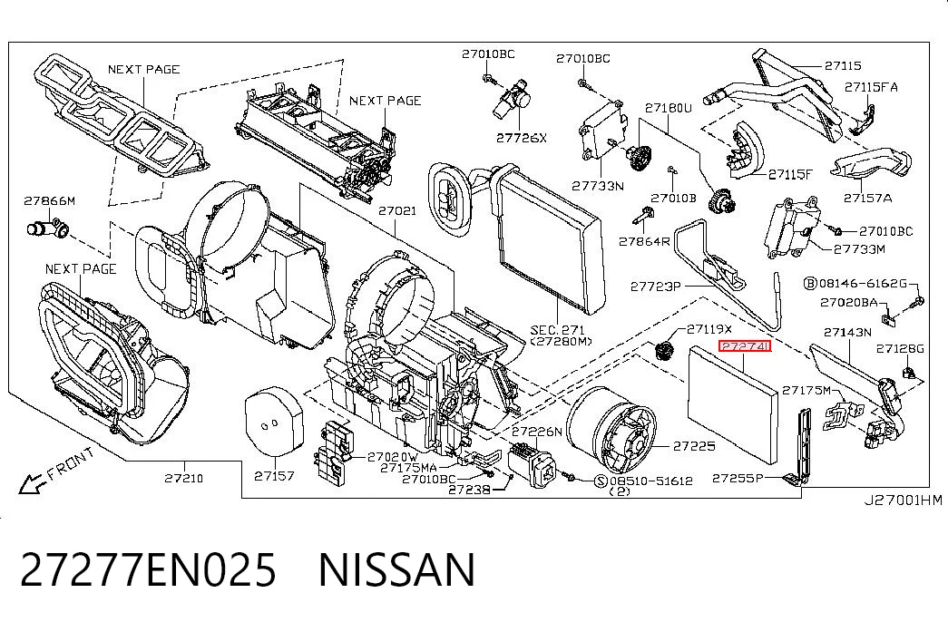 27277EN025 Nissan/Infiniti Внутрішньосалонний фільтр