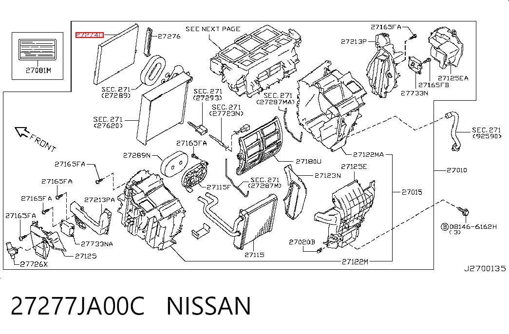 27277JA00C Nissan/Infiniti Внутрішньосалонний фільтр