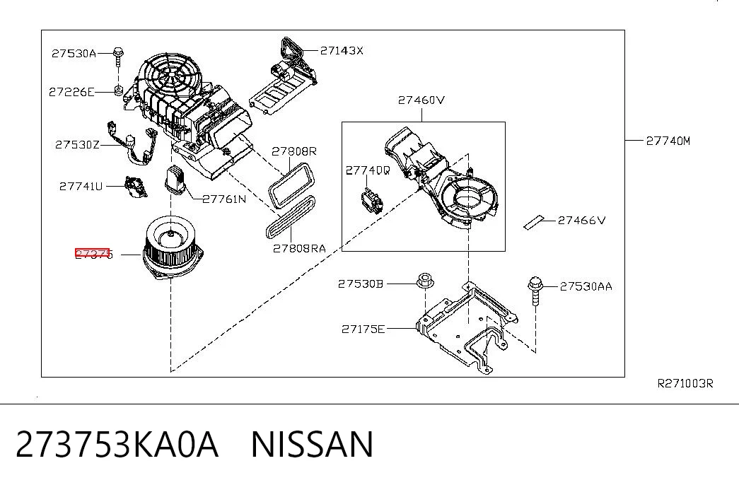 273753KA0A Nissan/Infiniti Мотор вентилятора пічки (опалювача салону), задній