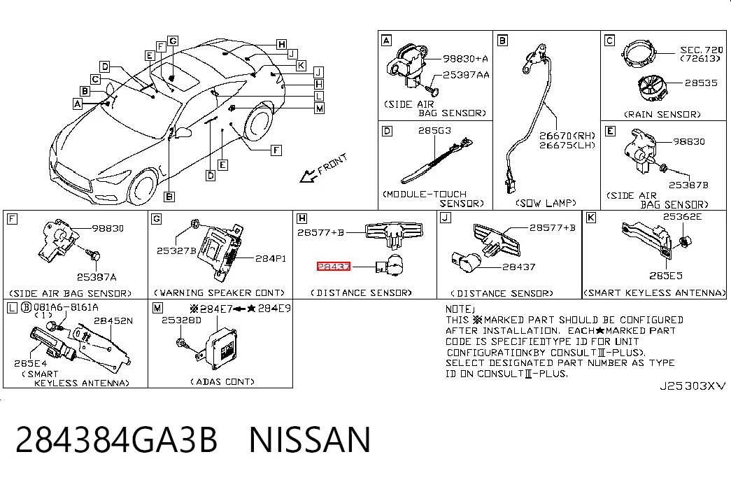 284384GA3B Nissan/Infiniti Радарний датчик дистанції