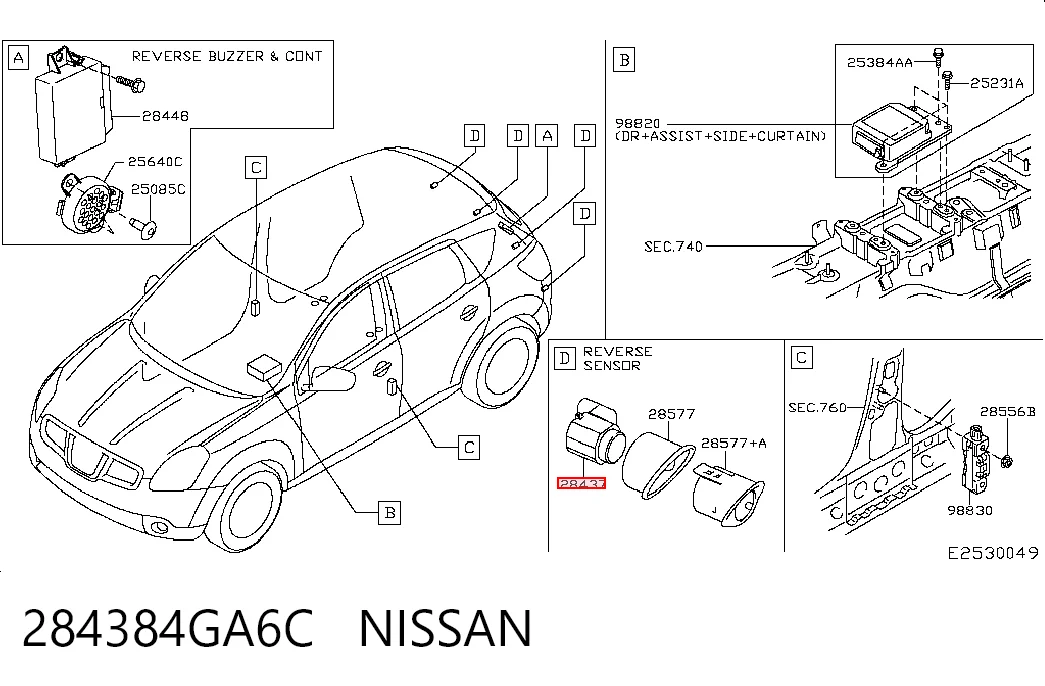 284384GA6C Nissan/Infiniti Датчик сигналізації парковки (парктронік), задній