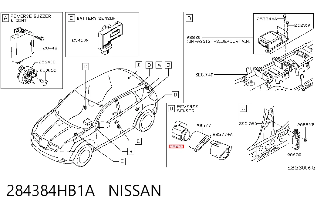 284384HB1A Nissan/Infiniti Датчик сигналізації парковки (парктронік), задній