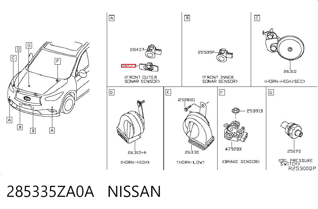 285335ZA0A Nissan/Infiniti Кронштейн датчика парктроніка, передній боковий