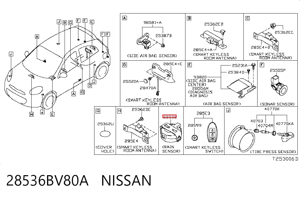 28536BV80A Nissan/Infiniti Датчик дощу