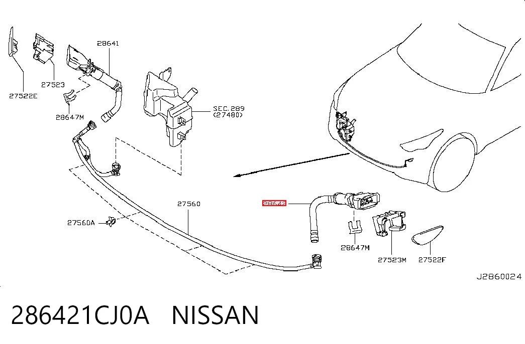 286421CJ0A Nissan/Infiniti Сопло омивача фари передньої, лівої
