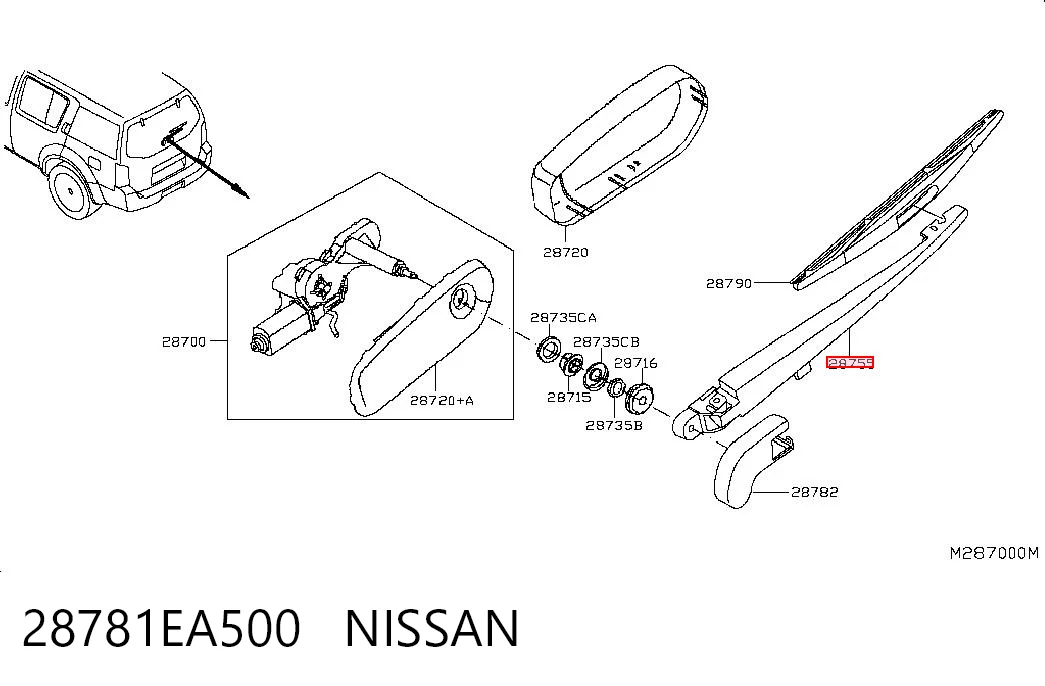 28781EA500 Nissan/Infiniti Важіль-поводок двірника заднього скла
