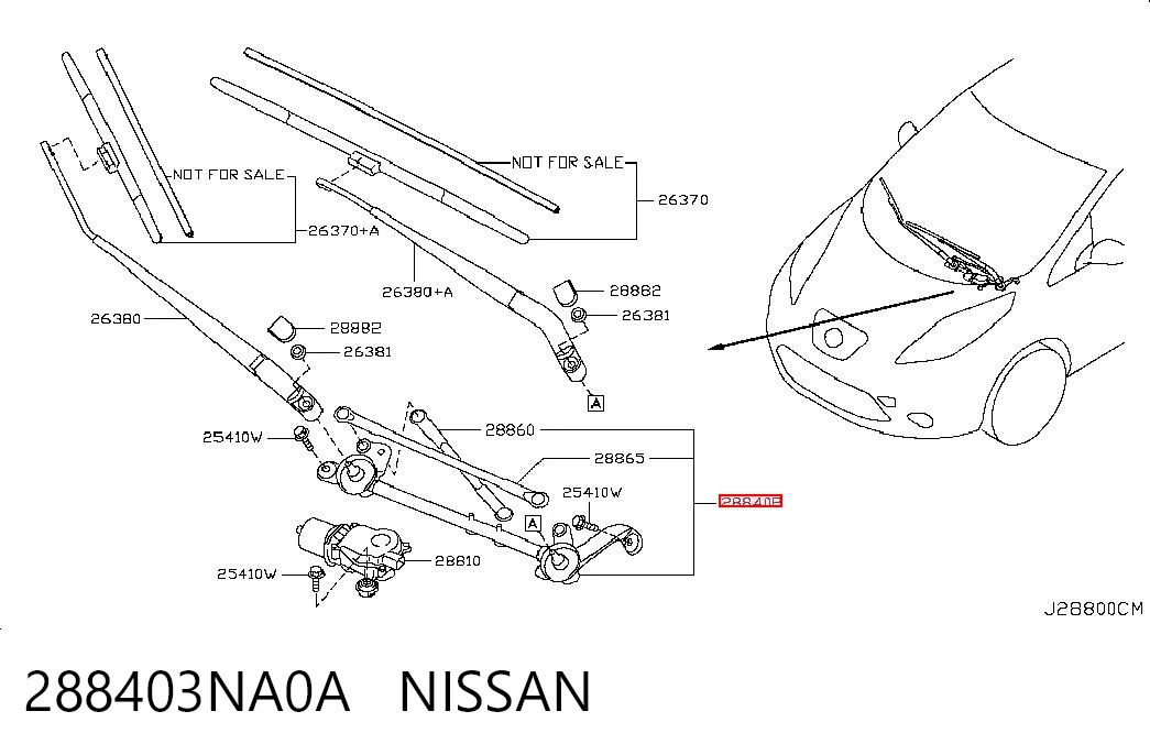 Трапеція щіток лобового скла Nissan LEAF I хетчбек (ZE0U) (2012 - 2017) ціна, від 25.51 USD