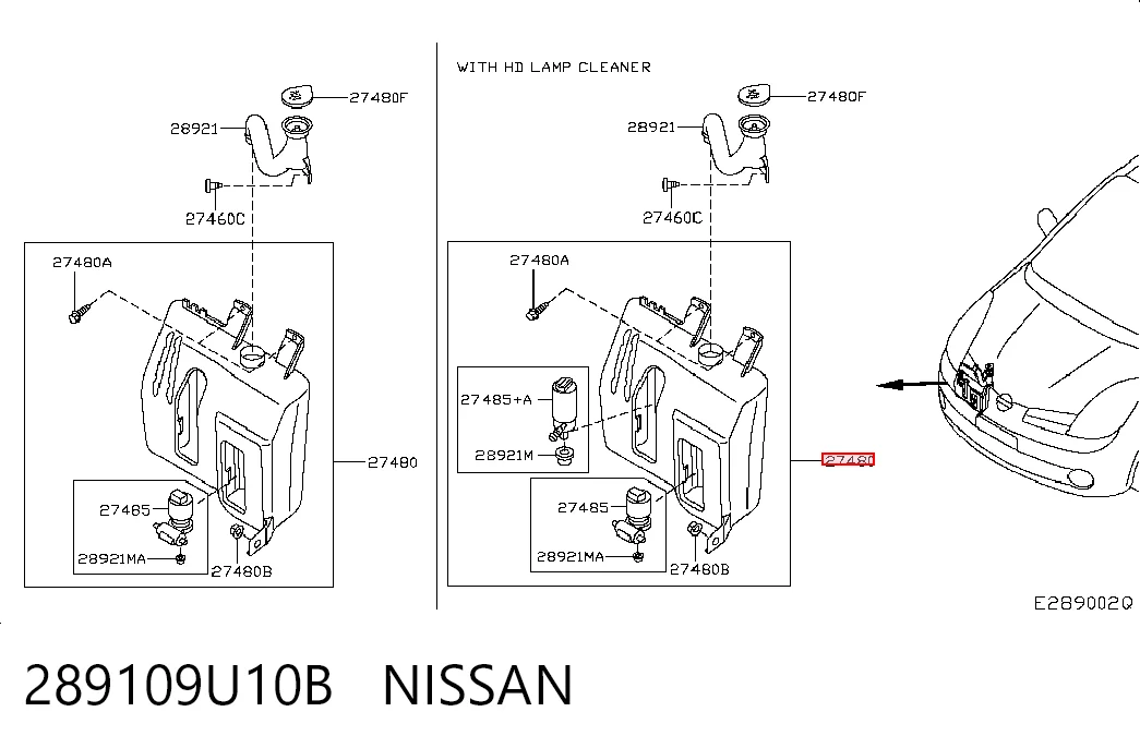 Бачок склоомивача на Nissan Note  E11
