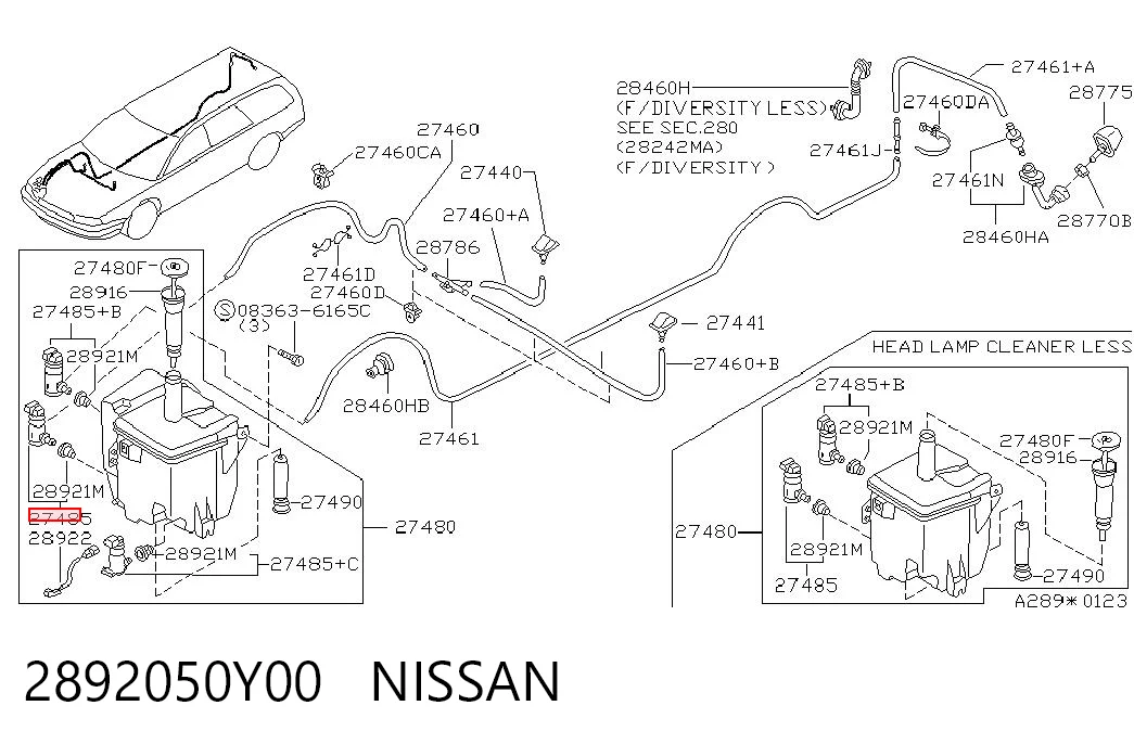 2892050Y00 Nissan/Infiniti Мотор омивача