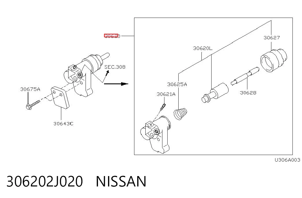 306202J020 Nissan/Infiniti Циліндр зчеплення робочий