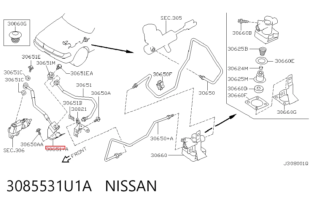 Трубка гідроприводу зчеплення на Nissan Maxima  A32