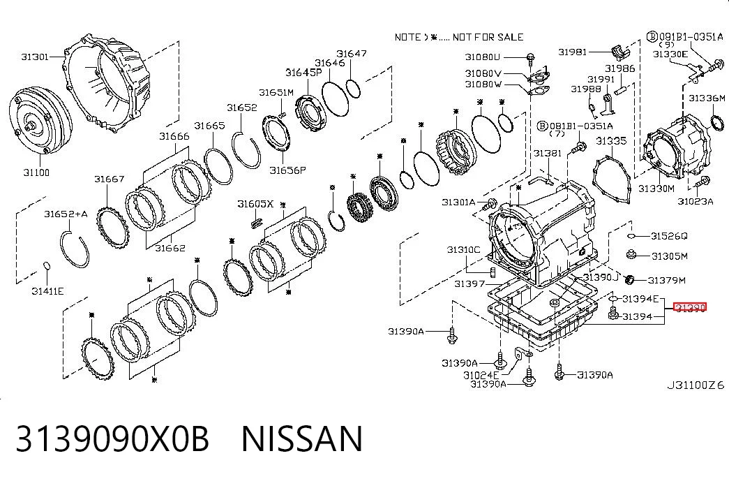 3139090X0B Nissan/Infiniti Піддон АКПП