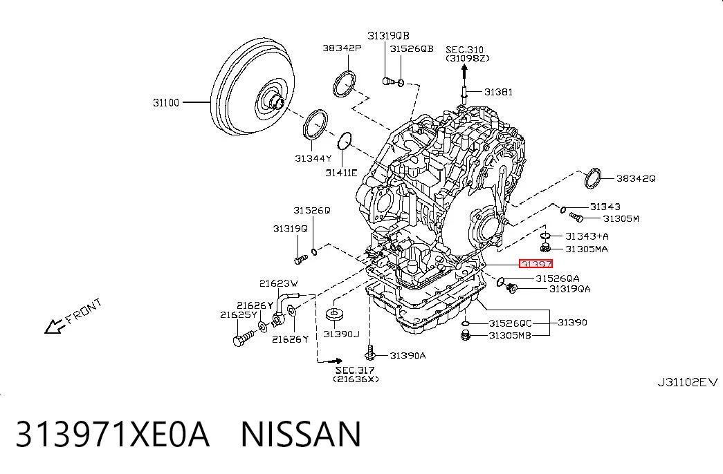 313971XE0A Nissan/Infiniti Прокладка піддону АКПП