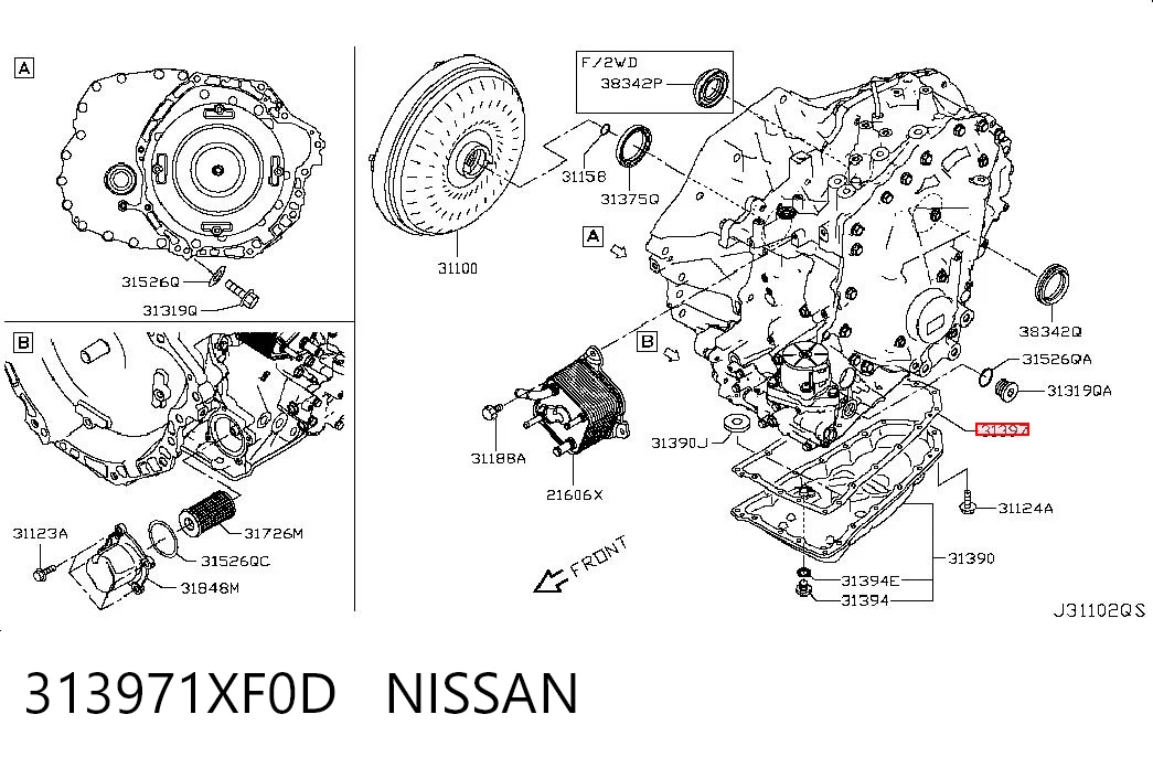 313971XF0D Nissan/Infiniti Прокладка піддону АКПП
