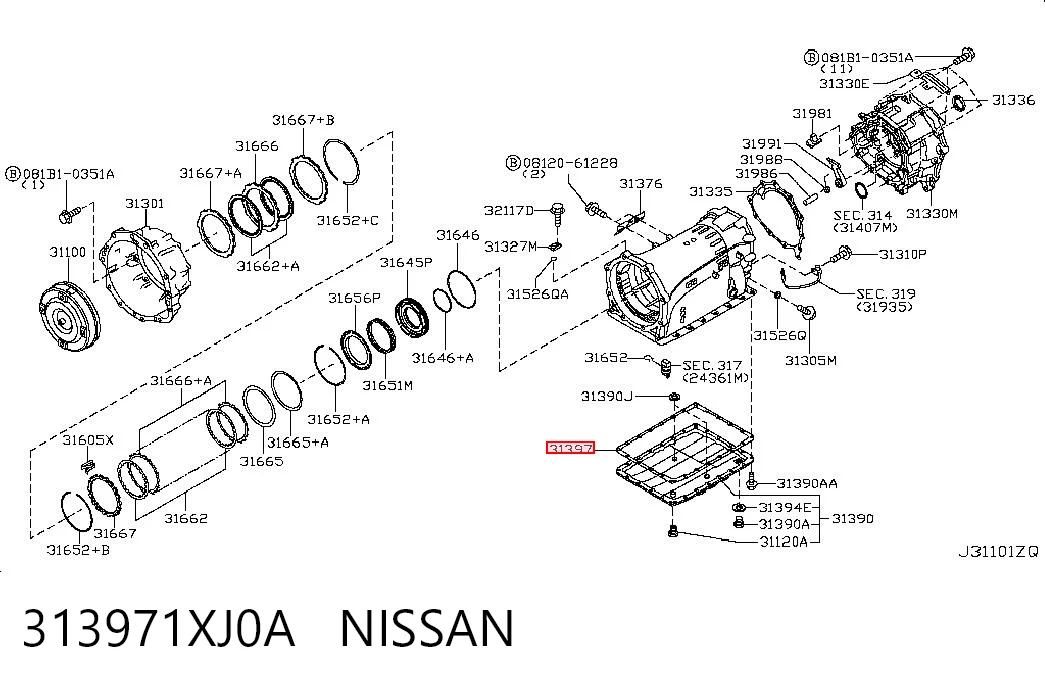 313971XJ0A Nissan/Infiniti Прокладка піддону АКПП