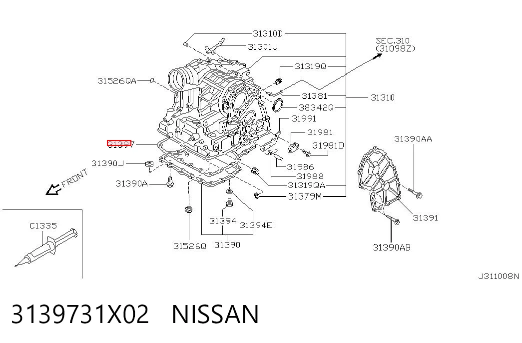 3139731X02 Nissan/Infiniti Прокладка піддону АКПП