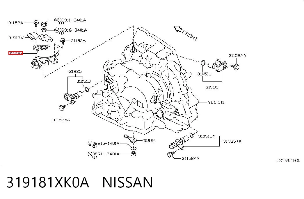 319181XK0A Nissan/Infiniti Датчик положення селектора АКПП