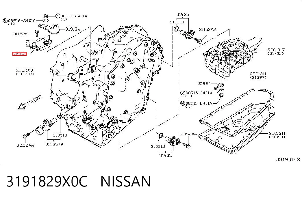 3191829X0C Nissan/Infiniti Датчик положення селектора АКПП