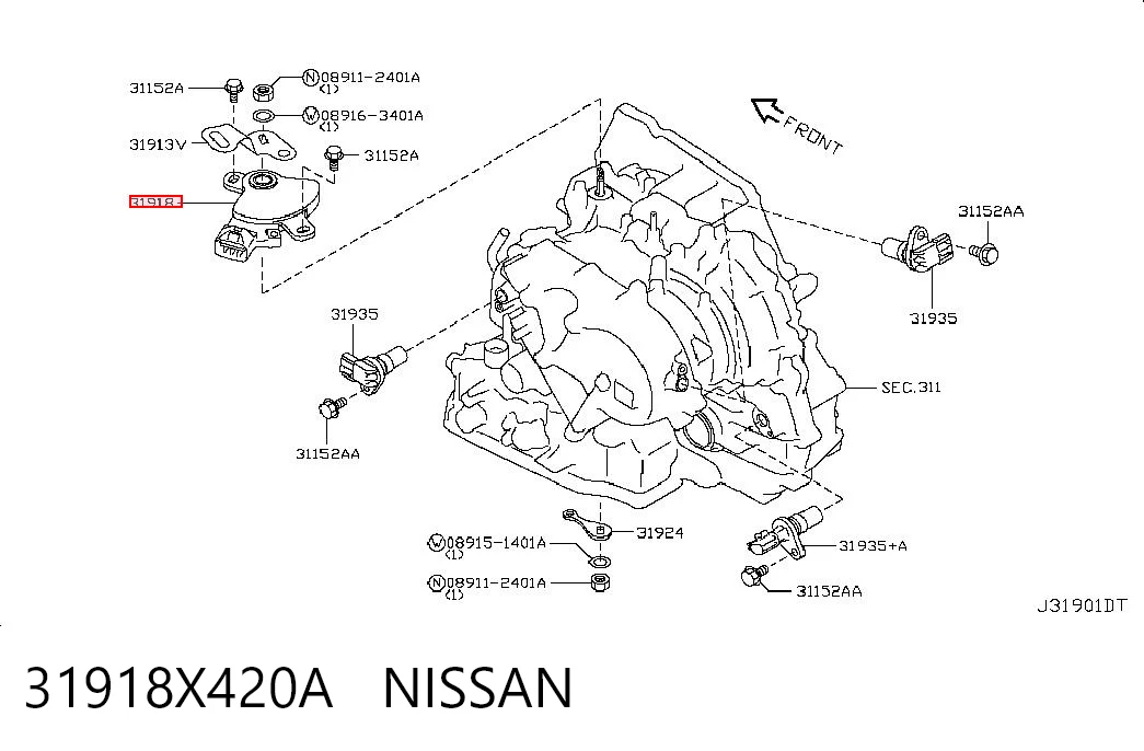 31918X420A Nissan/Infiniti Датчик положення селектора АКПП