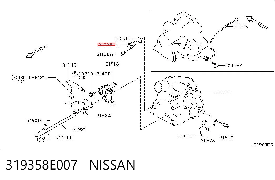 319358E007 Nissan/Infiniti Датчик швидкості спідометра