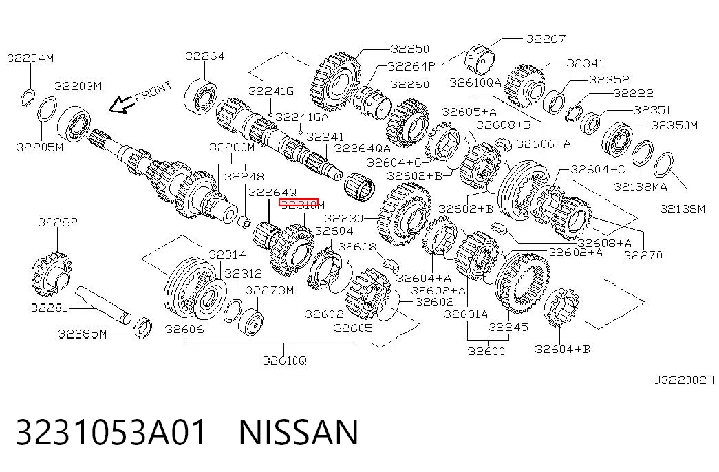Шестерня 5-й передачі, ведуча на Nissan Sunny III N14