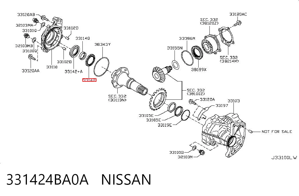 331424BA0A Nissan/Infiniti Сальник роздавальної коробки, передній, вихідний