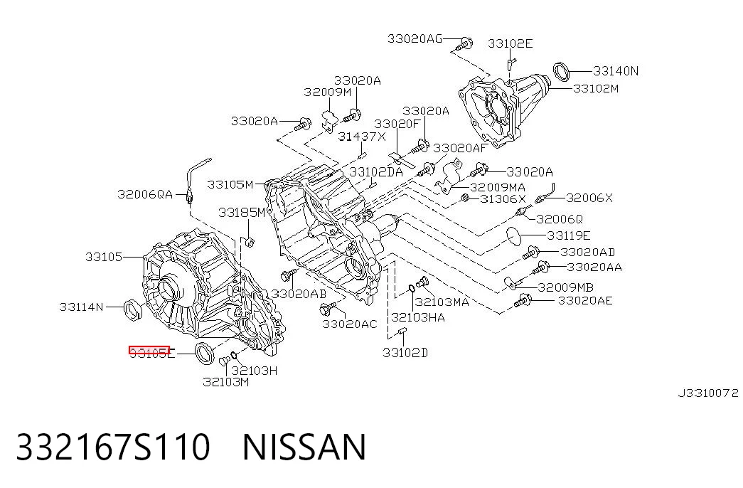 332167S110 Nissan/Infiniti Сальник роздавальної коробки, передній, вихідний