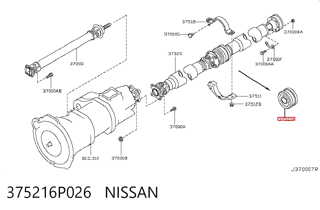 375216P026 Nissan/Infiniti Підвісний підшипник карданного валу