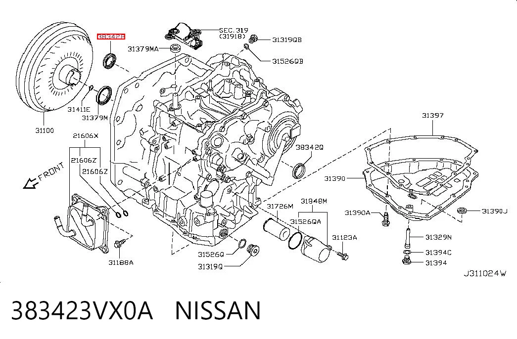 383423VX0A Nissan/Infiniti Сальник переднього моста